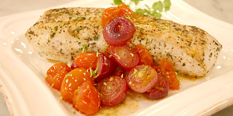 Halibut With Roasted Grape Tomato Salsa