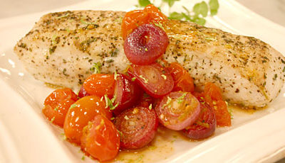 Halibut With Roasted Grape Tomato Salsa